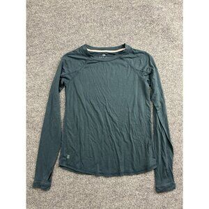Free Fly Shirt Womens XS Green Long Sleeve Crew Neck Bamboo Top Lightweight